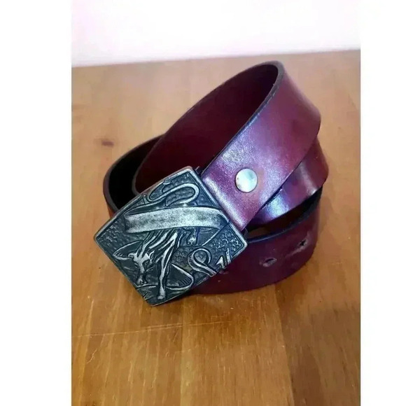 Genuine leather Tobacco Road western belt with buckle size 32 mahogany colored - Picture 1 of 5